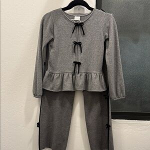 Zara Gray Kids Matching Set with Black Accents